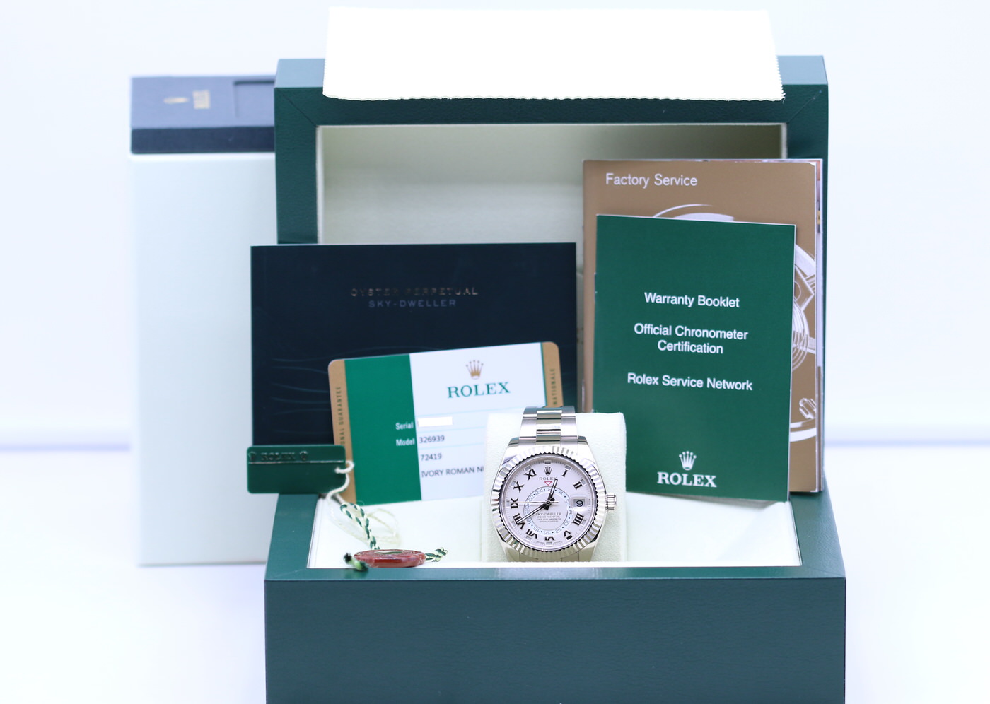 Rolex Sky Dweller White Gold Ivory Dial Box Papers