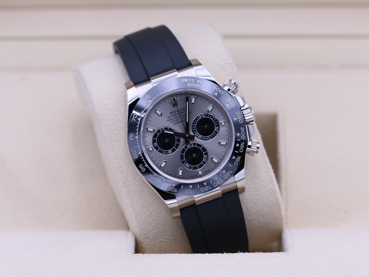 Rolex Daytona 116519LN Silver Dial White Gold Oysterflex – 2021 Box ...