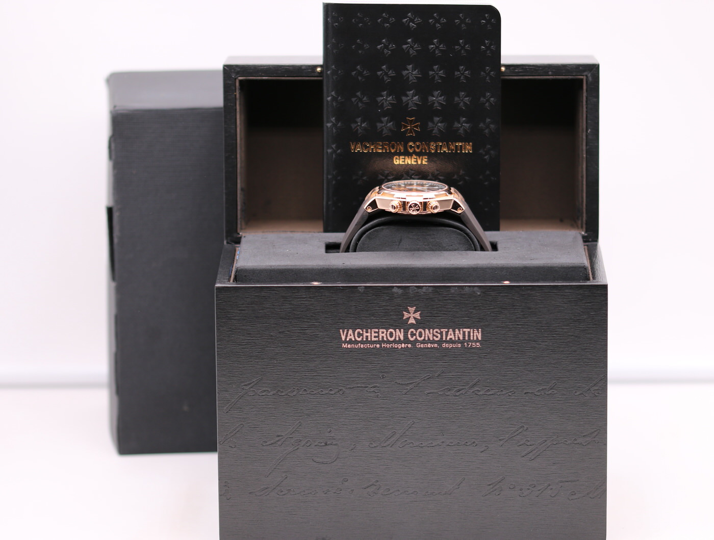 Pre-owned Vacheron Constantin Overseas Chronograph Anthracite Dial Rose Gold 42mm (49150/000R-9338)