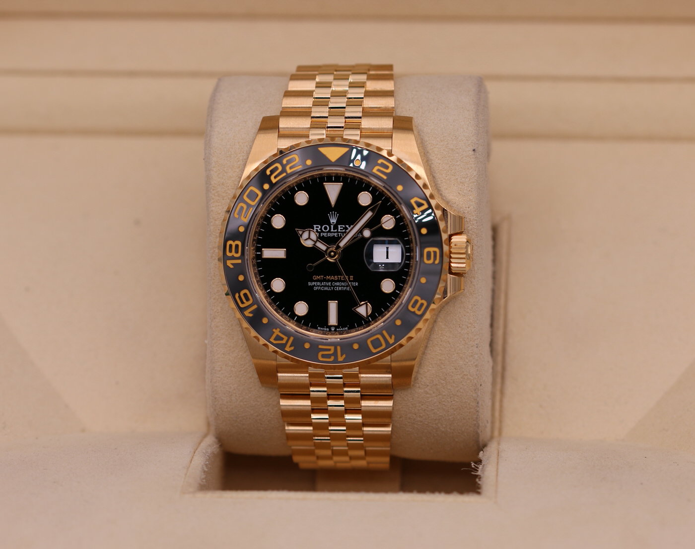 Rolex GMT Master II Yellow Gold Black Dial 126718GRNR 2023 Box