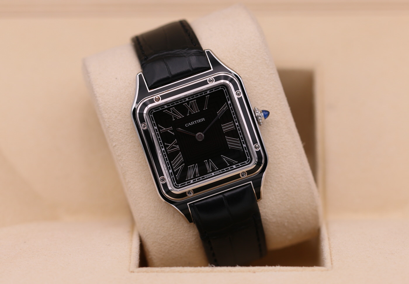 Cartier Santos Dumont Black Lacquer WSSA046 2023 Box Papers