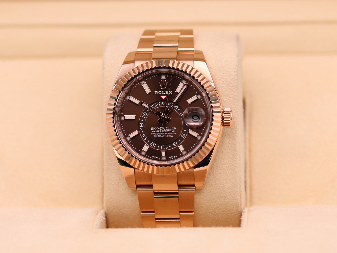 2021 rolex sky dweller in 18ct everose discount gold with a chocolate dial