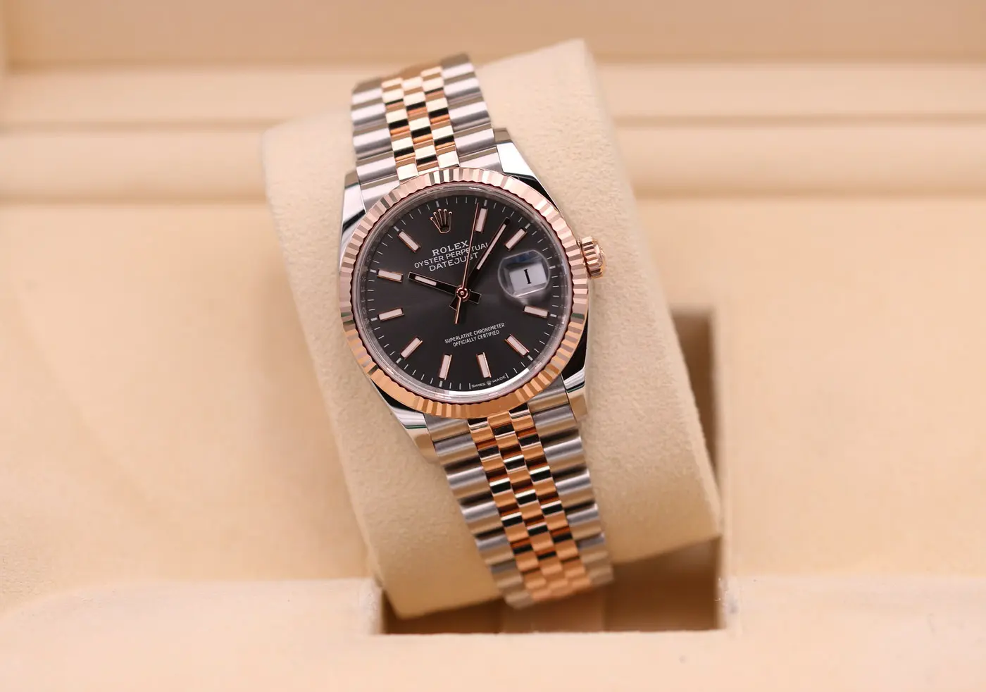 Rolex DateJust 36 Two-Tone Rose Gold Rhodium Stick Dial 126231